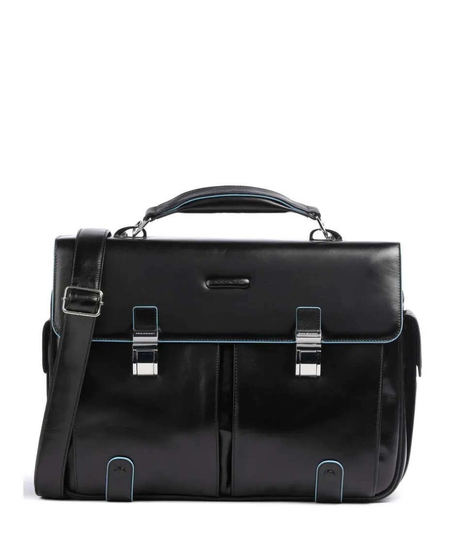 Piquadro Business- & Laptop Bags-Blue Square Briefcase 15″ leather, grained leather