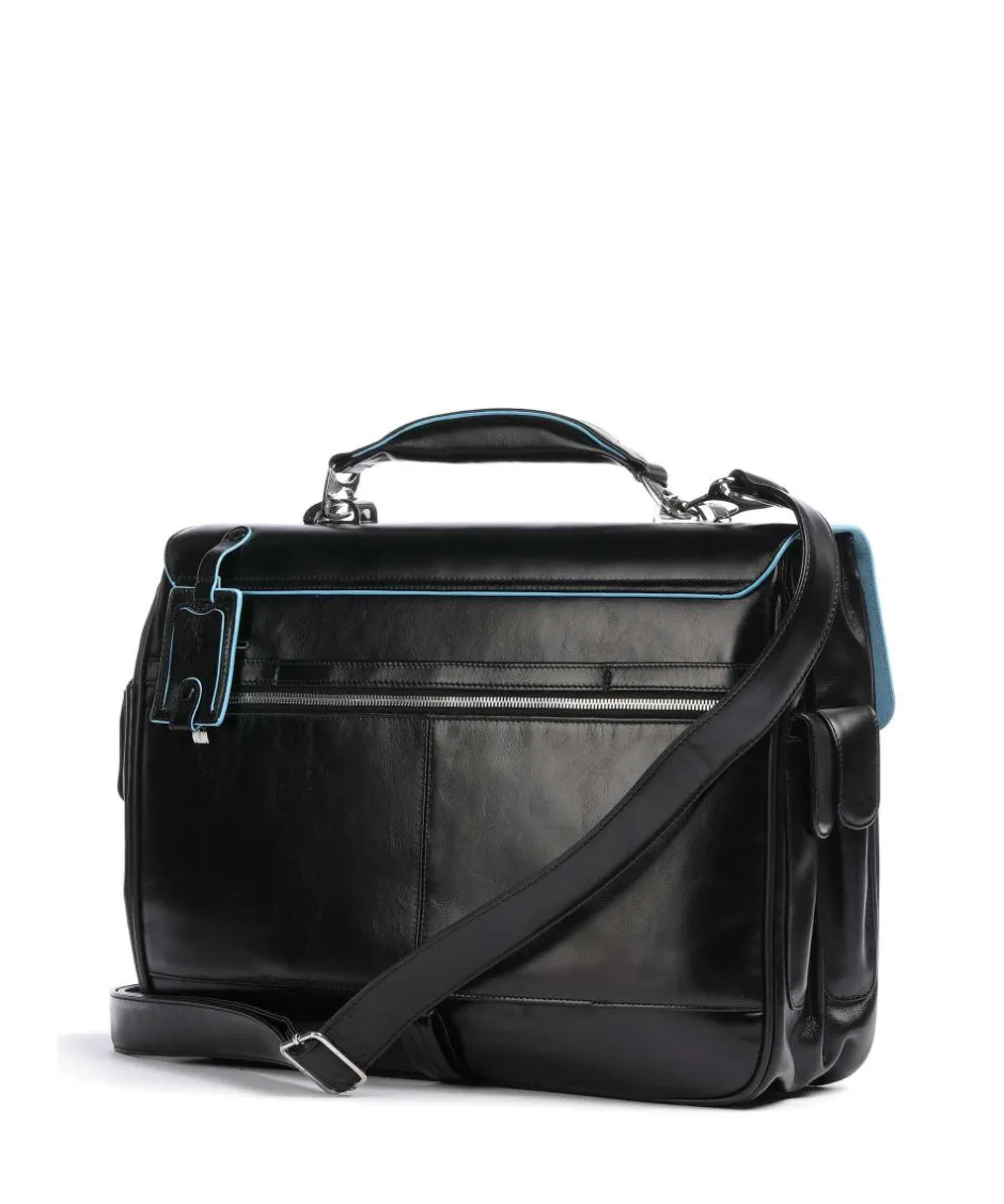Piquadro Business- & Laptop Bags-Blue Square Briefcase 15″ leather, grained leather