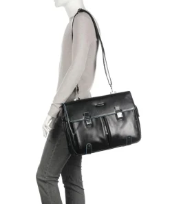 Piquadro Business- & Laptop Bags-Blue Square Briefcase 15″ leather, grained leather