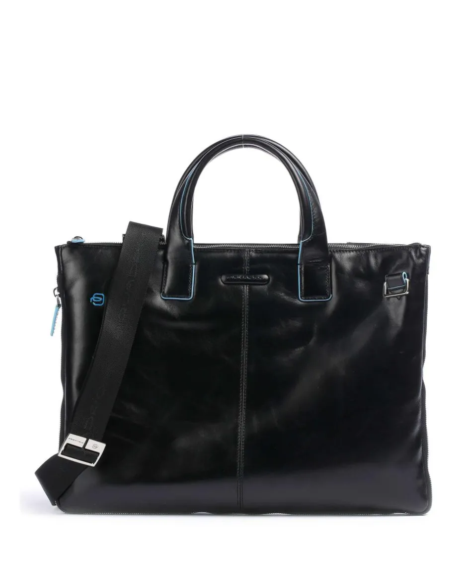 Piquadro Business- & Laptop Bags-Blue Square Briefcase 15″ smooth leather