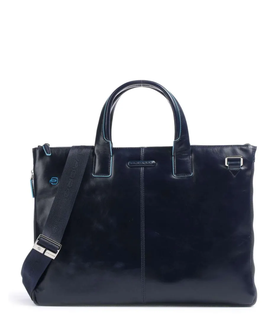 Piquadro Business- & Laptop Bags-Blue Square Briefcase 15″ smooth leather