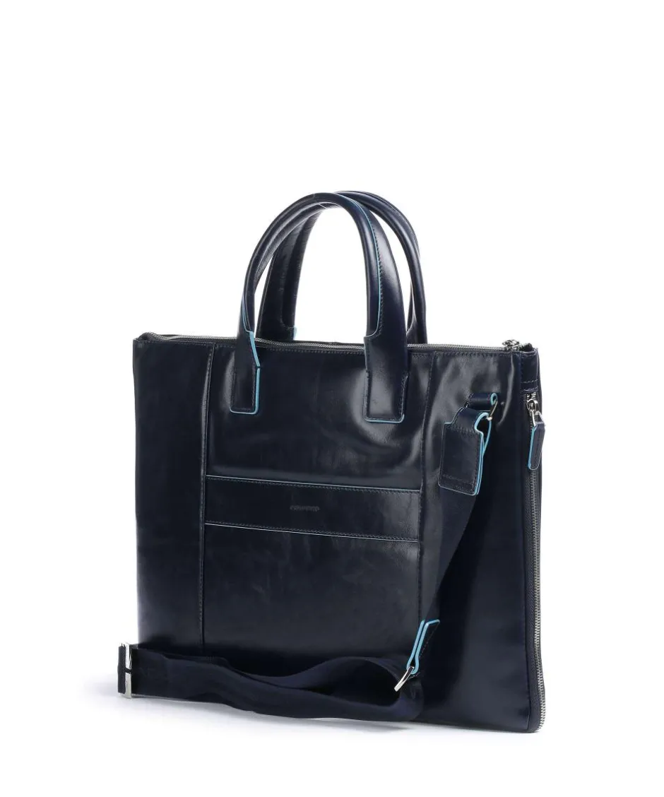 Piquadro Business- & Laptop Bags-Blue Square Briefcase 15″ smooth leather