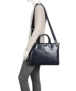 Piquadro Business- & Laptop Bags-Blue Square Briefcase 15″ smooth leather