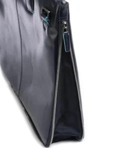 Piquadro Business- & Laptop Bags-Blue Square Briefcase 15″ smooth leather