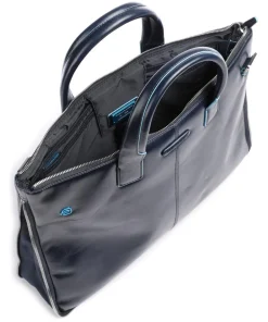 Piquadro Business- & Laptop Bags-Blue Square Briefcase 15″ smooth leather
