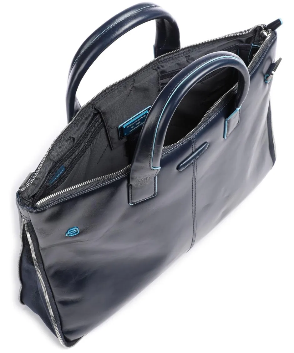 Piquadro Business- & Laptop Bags-Blue Square Briefcase 15″ smooth leather
