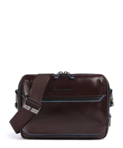 Piquadro Crossbody Bags-Blue Square Crossbody bag fine grain cow leather