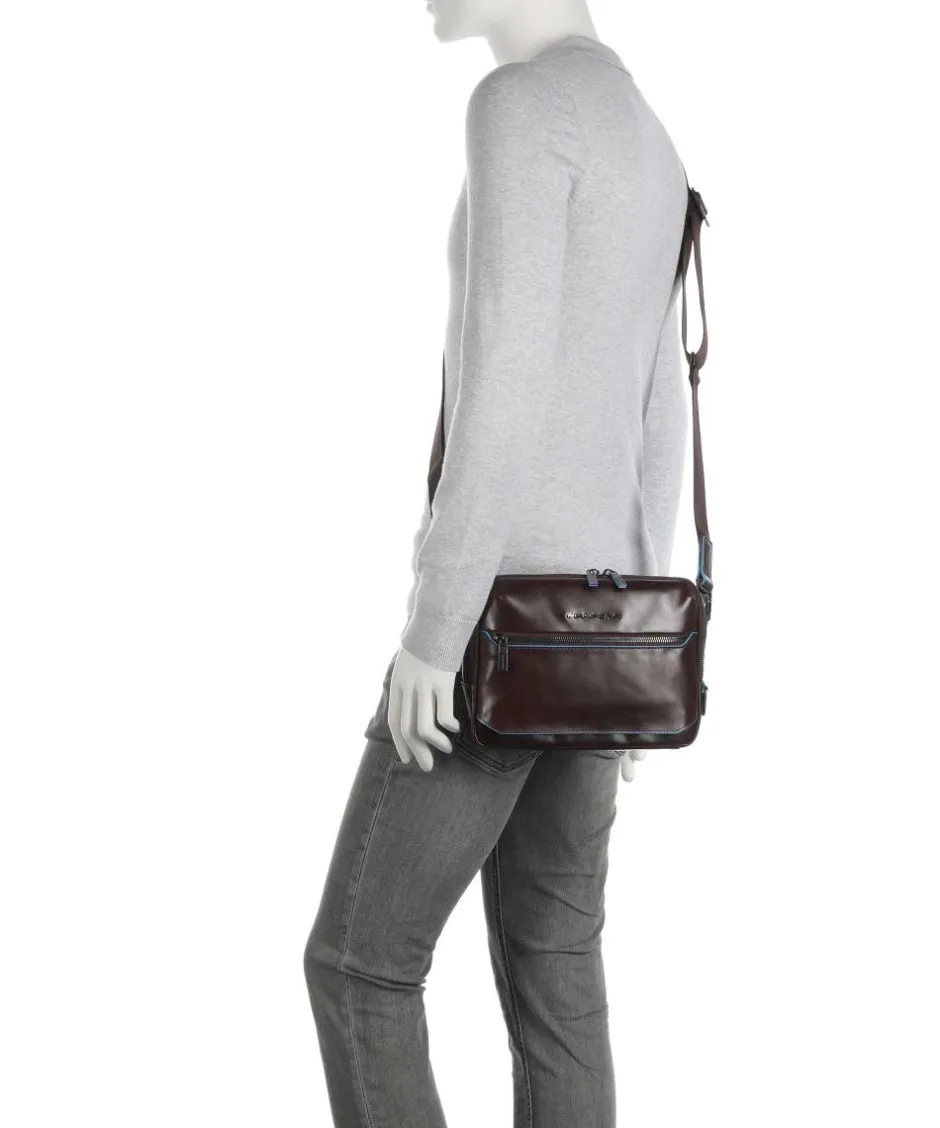 Piquadro Crossbody Bags-Blue Square Crossbody bag fine grain cow leather