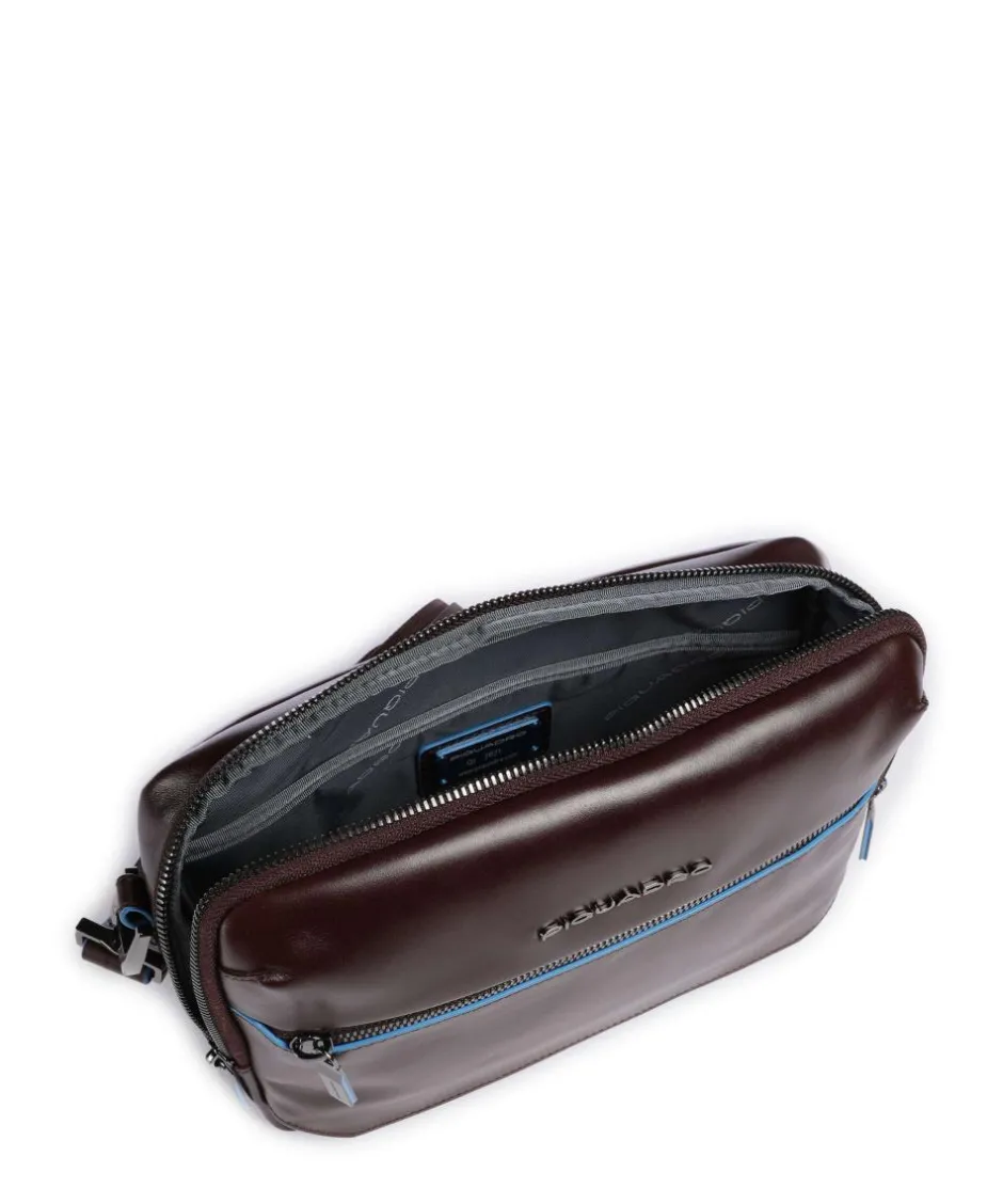 Piquadro Crossbody Bags-Blue Square Crossbody bag fine grain cow leather