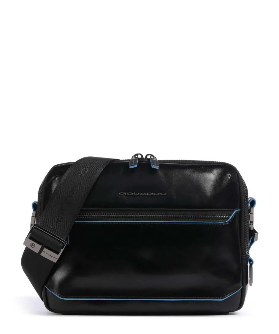 Piquadro Crossbody Bags-Blue Square Crossbody bag fine grain cow leather
