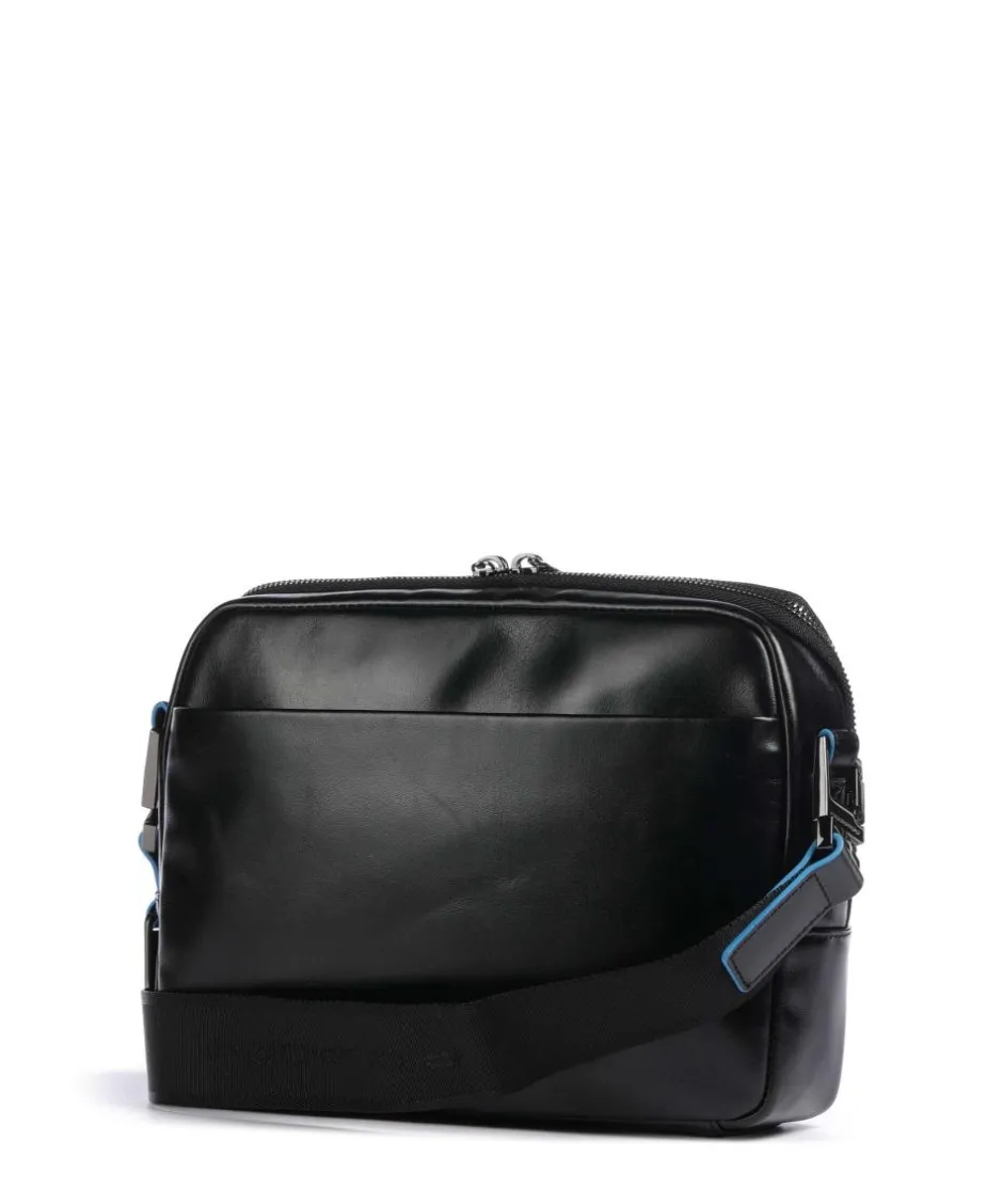 Piquadro Crossbody Bags-Blue Square Crossbody bag fine grain cow leather