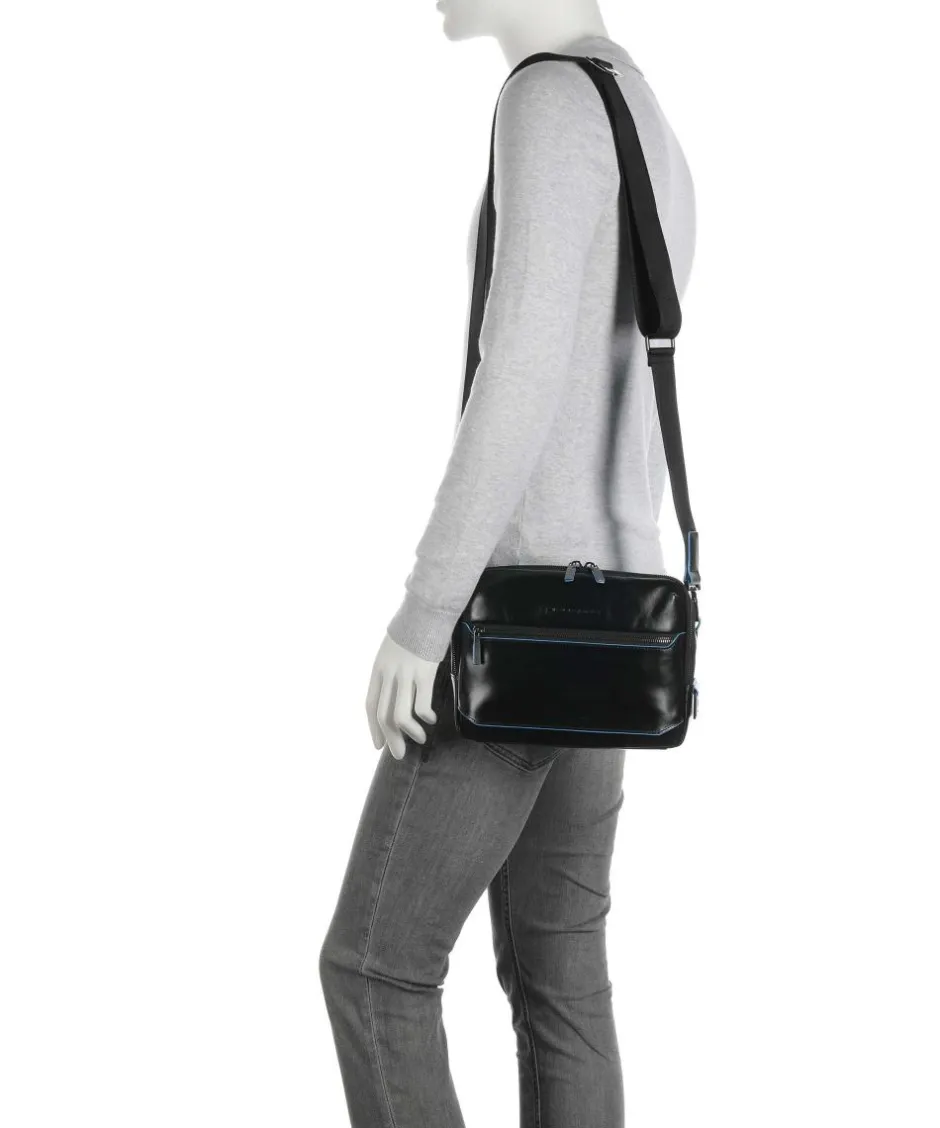 Piquadro Crossbody Bags-Blue Square Crossbody bag fine grain cow leather