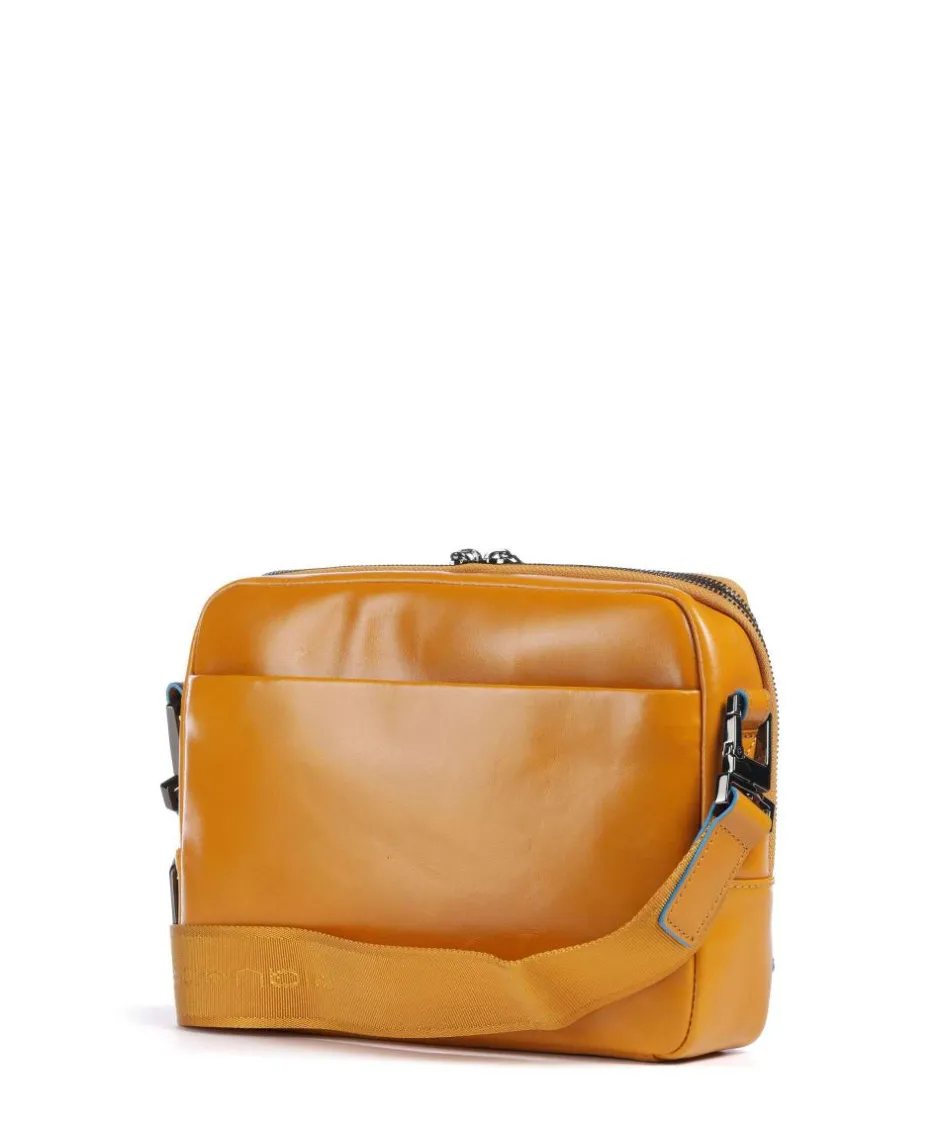Piquadro Crossbody Bags-Blue Square Crossbody bag fine grain cow leather