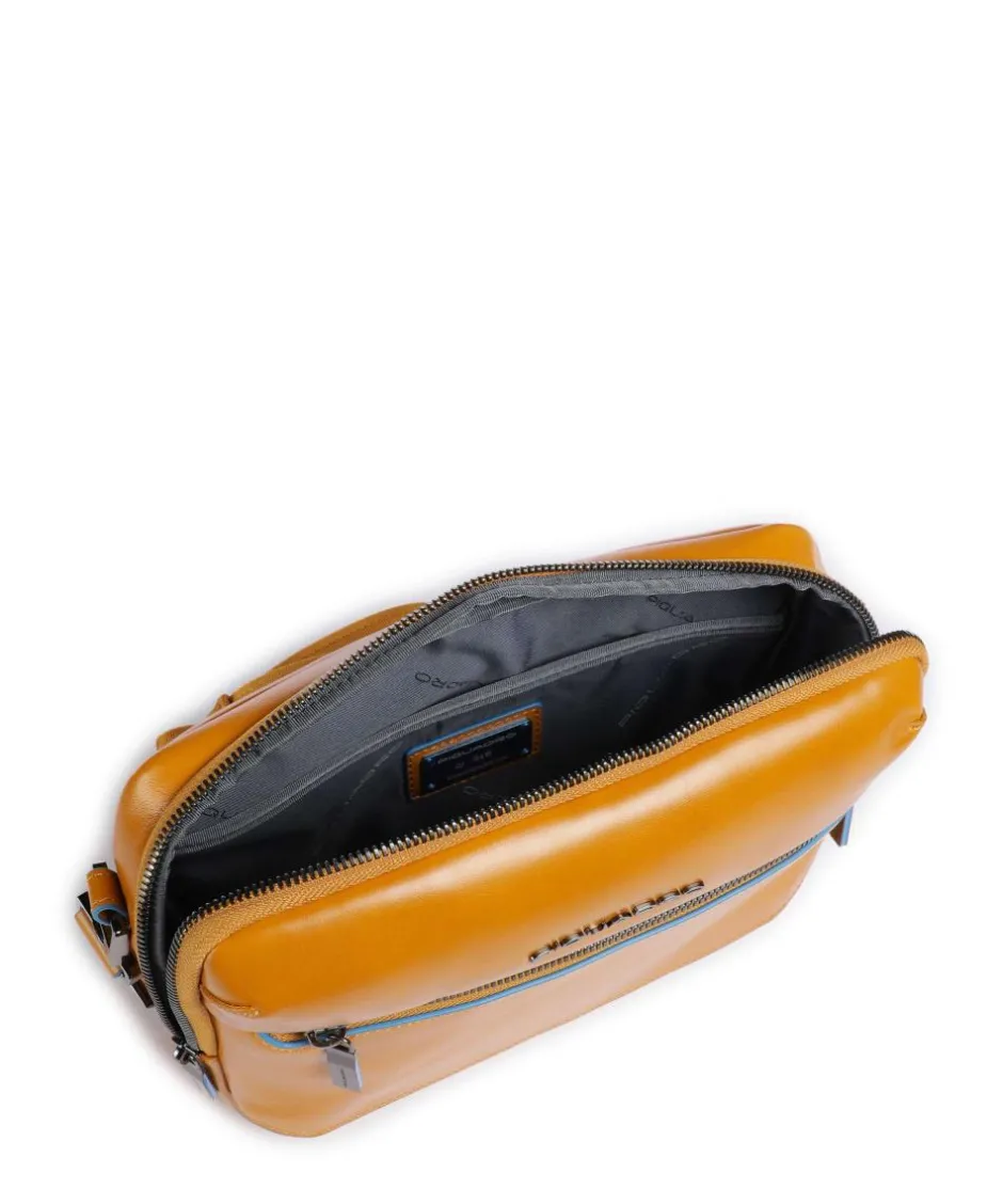 Piquadro Crossbody Bags-Blue Square Crossbody bag fine grain cow leather