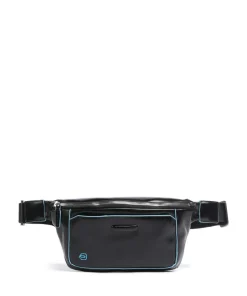 Piquadro Fanny Packs|Crossbody Bags-Blue Square Fanny pack grained cow leather