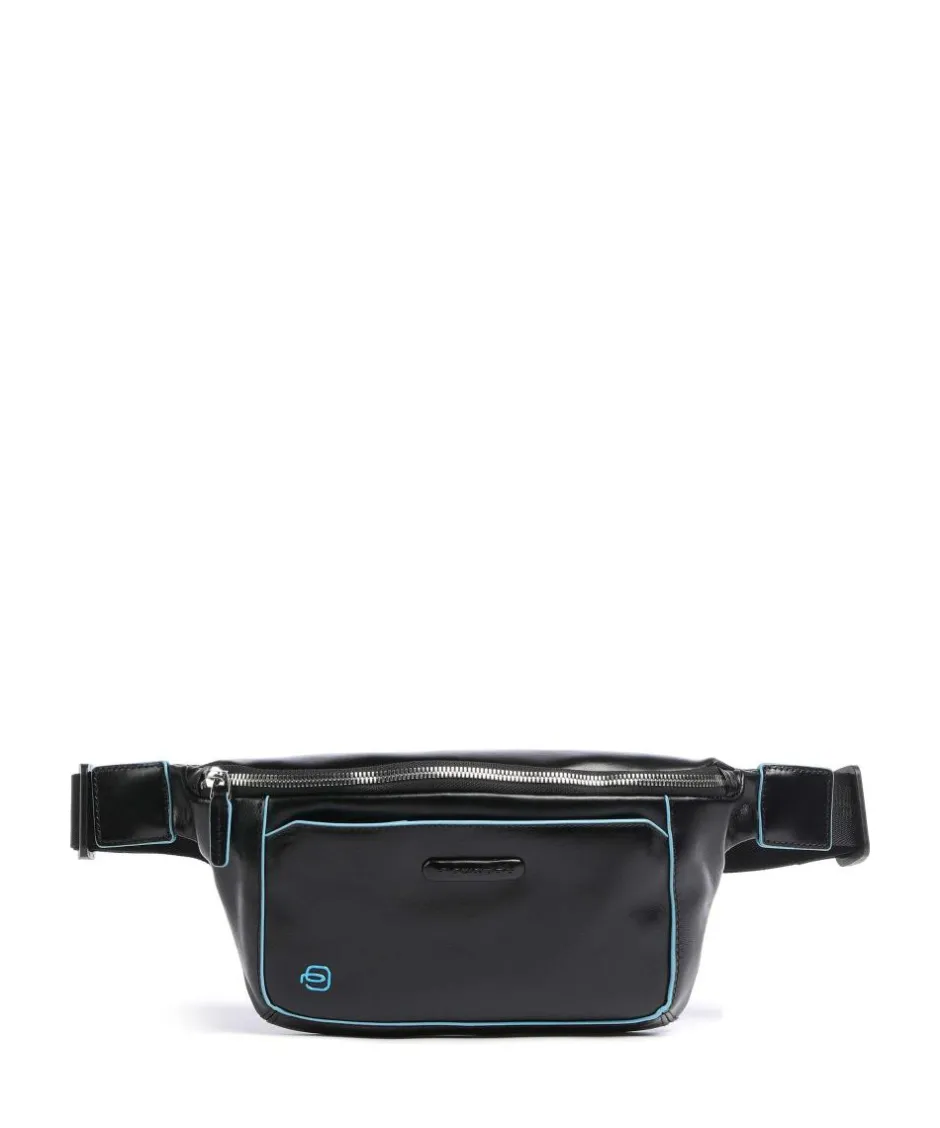 Piquadro Fanny Packs|Crossbody Bags-Blue Square Fanny pack grained cow leather