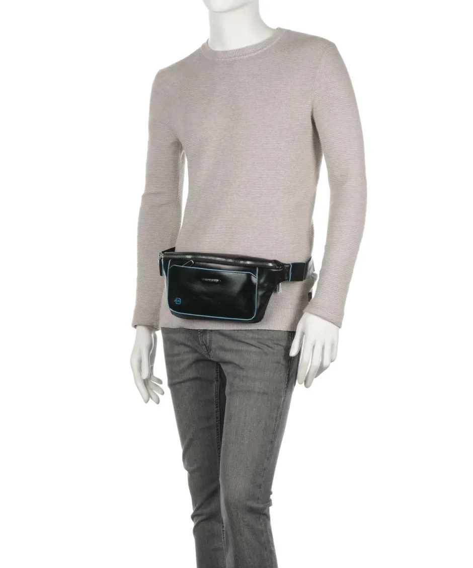 Piquadro Fanny Packs|Crossbody Bags-Blue Square Fanny pack grained cow leather