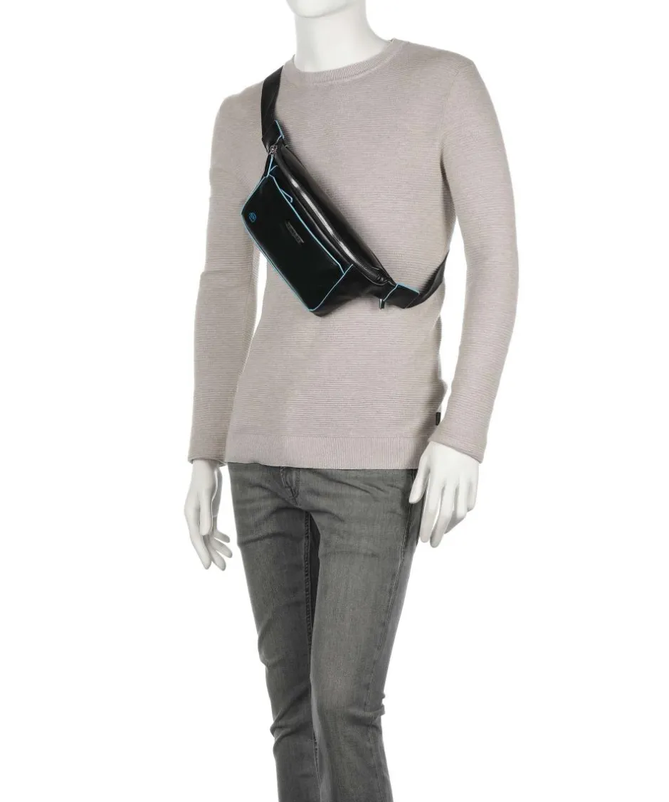 Piquadro Fanny Packs|Crossbody Bags-Blue Square Fanny pack grained cow leather