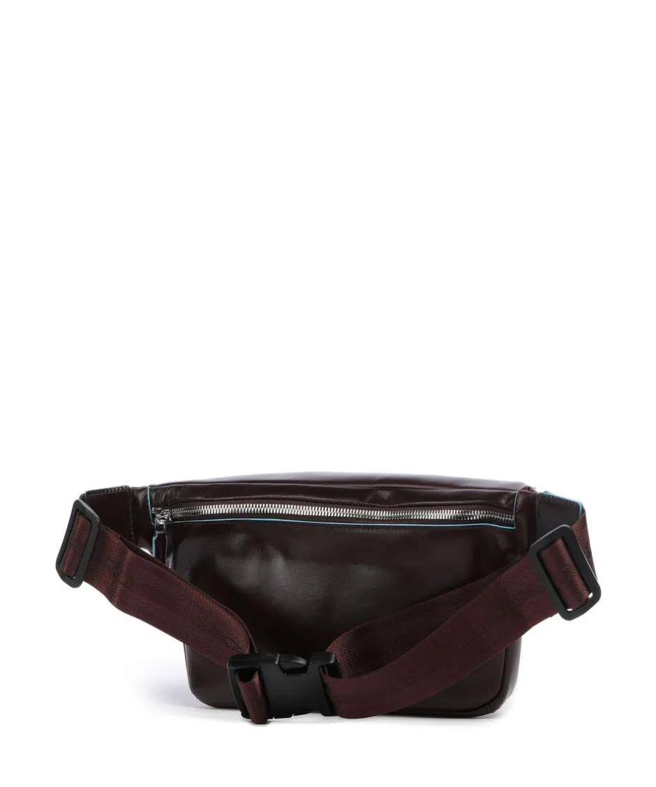 Piquadro Fanny Packs|Crossbody Bags-Blue Square Fanny pack grained cow leather