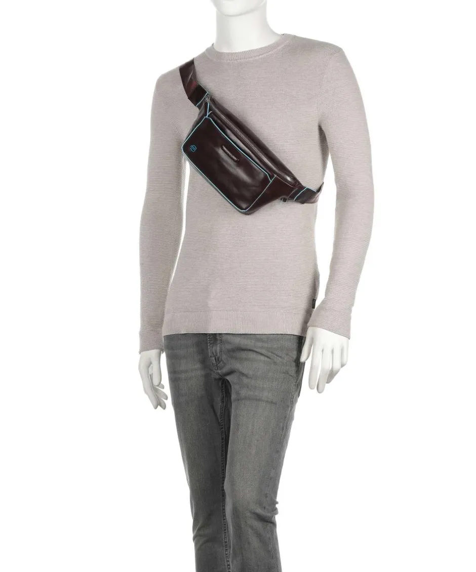Piquadro Fanny Packs|Crossbody Bags-Blue Square Fanny pack grained cow leather