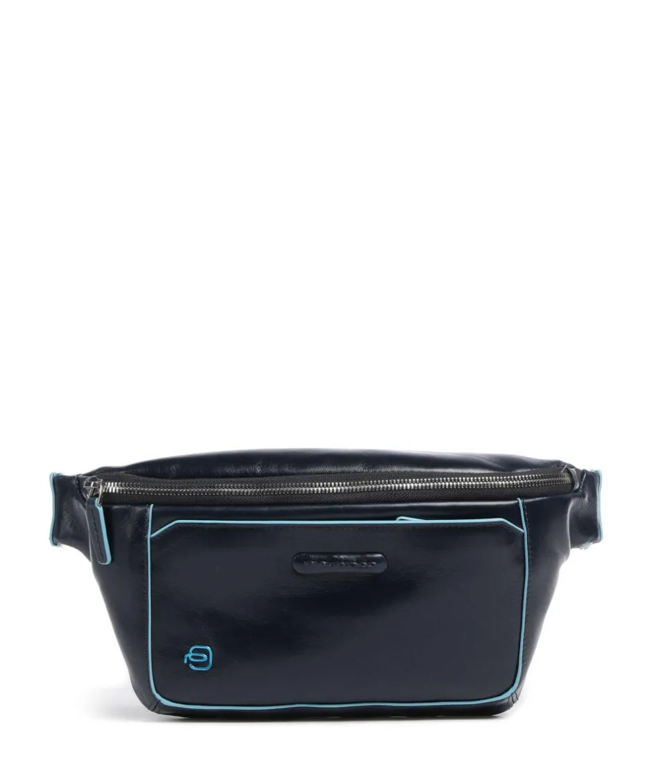 Piquadro Fanny Packs|Crossbody Bags-Blue Square Fanny pack grained cow leather