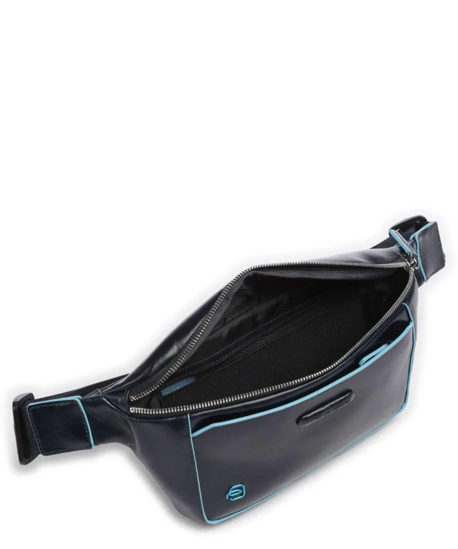 Piquadro Fanny Packs|Crossbody Bags-Blue Square Fanny pack grained cow leather