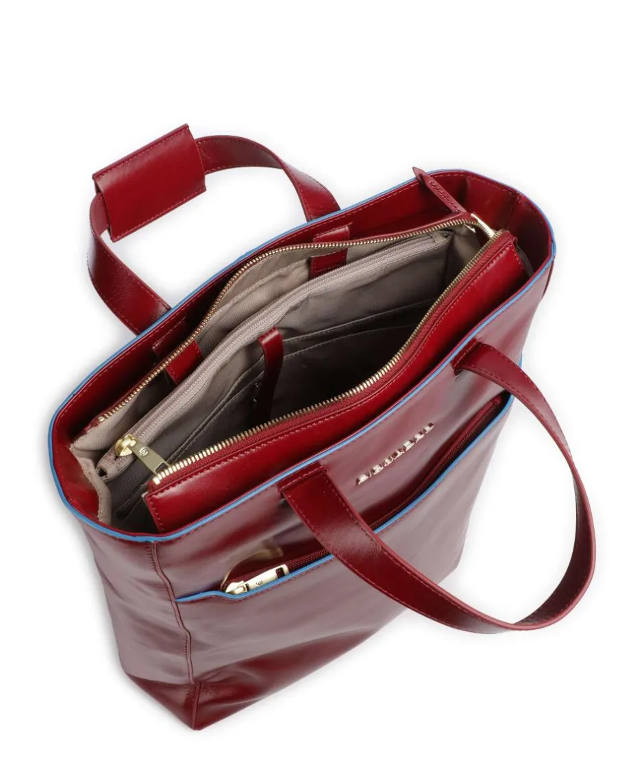 Piquadro Shoulder Bags|Handbags-Blue Square Hobo bag 13″ fine grain cow leather