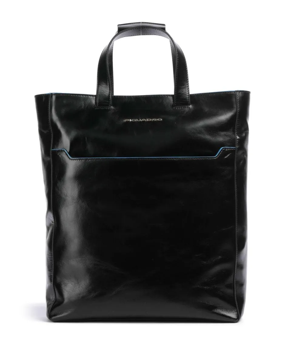 Piquadro Shoulder Bags|Handbags-Blue Square Hobo bag 13″ fine grain cow leather
