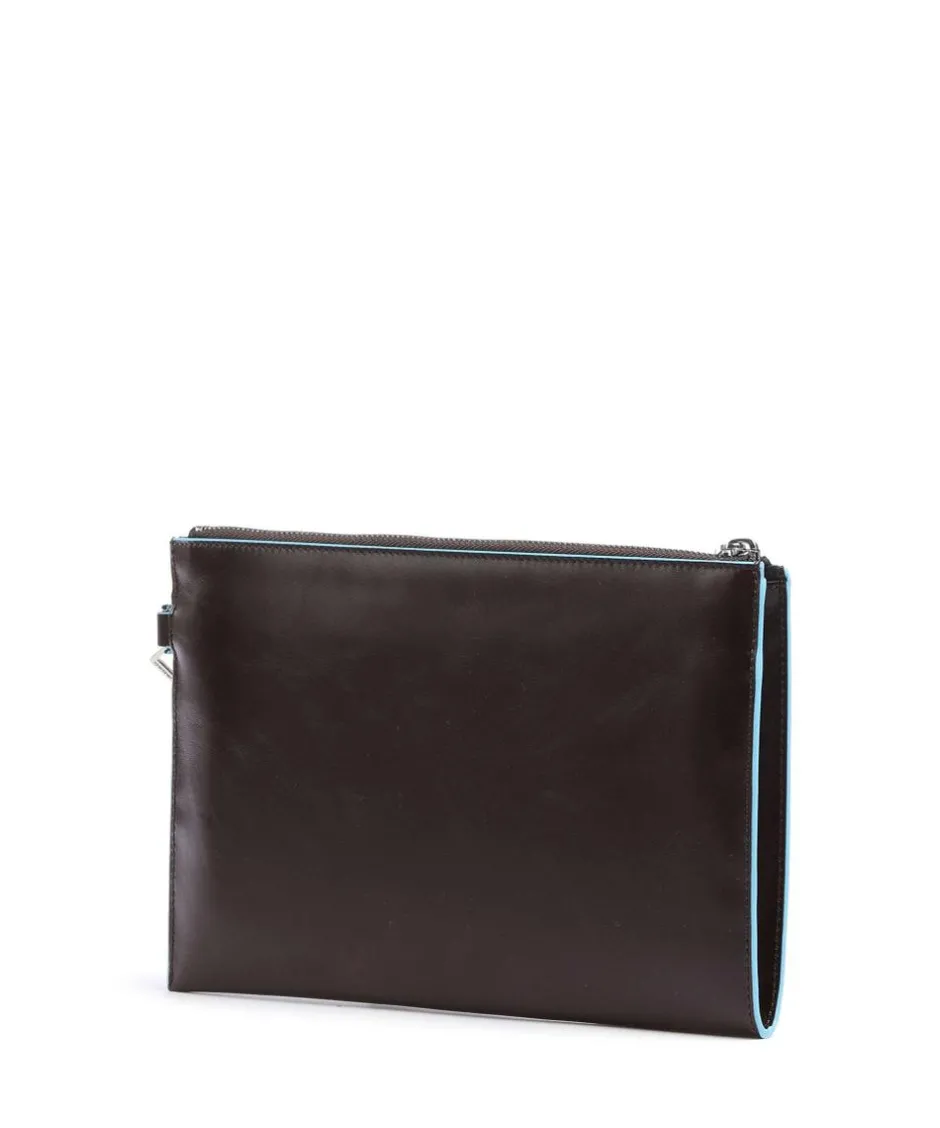 Piquadro Wristlets-Blue Square Wristlet fine grain leather