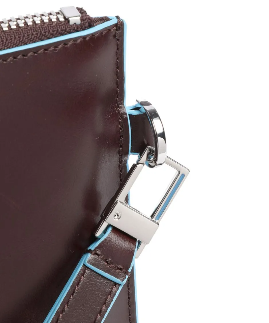 Piquadro Wristlets-Blue Square Wristlet fine grain leather