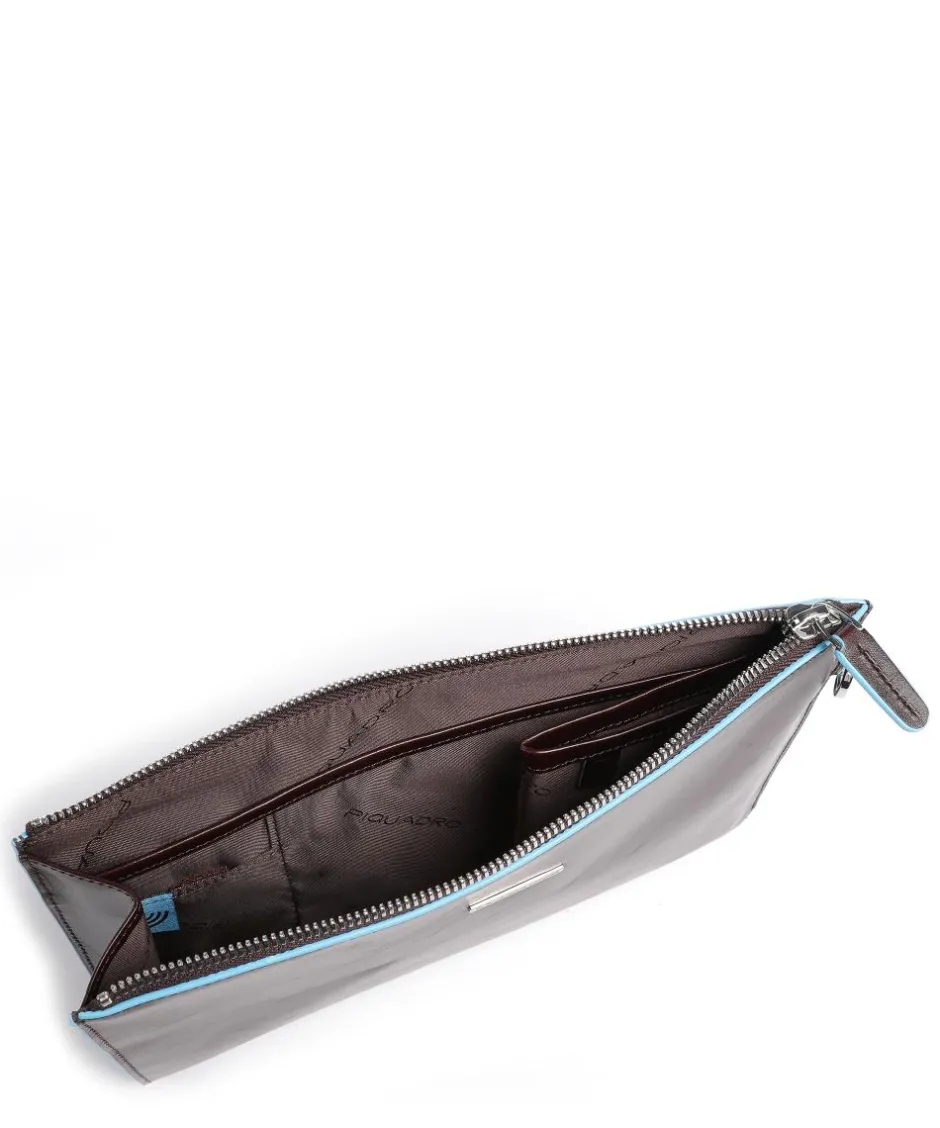 Piquadro Wristlets-Blue Square Wristlet fine grain leather