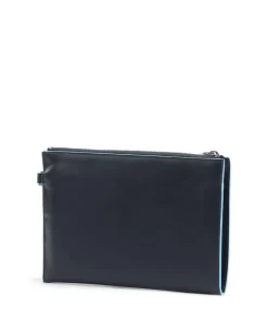 Piquadro Wristlets-Blue Square Wristlet fine grain leather