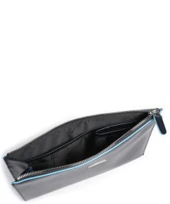 Piquadro Wristlets-Blue Square Wristlet fine grain leather