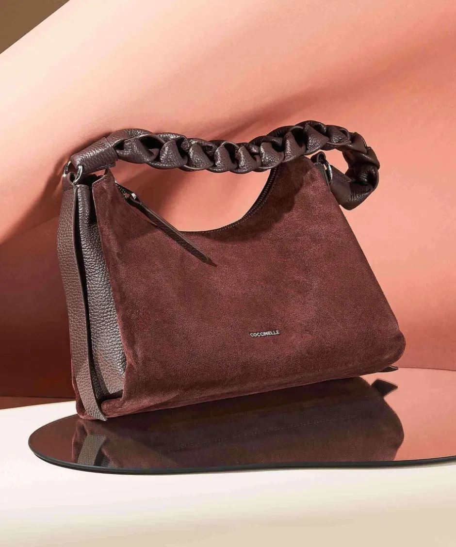 Coccinelle Shoulder Bags-Boheme Suede Shoulder bag brushed cow leather