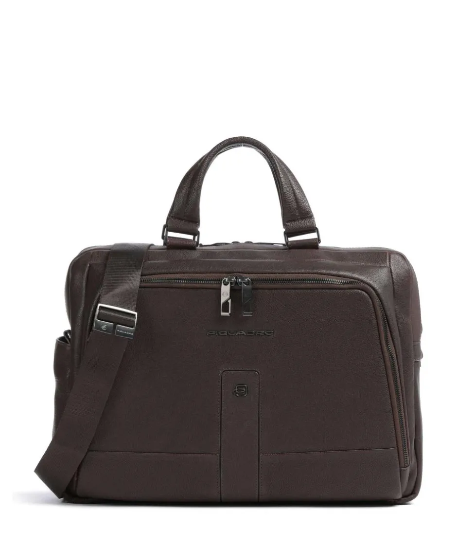 Piquadro Business- & Laptop Bags-Carl 13 Briefcase 14″ grained cow leather