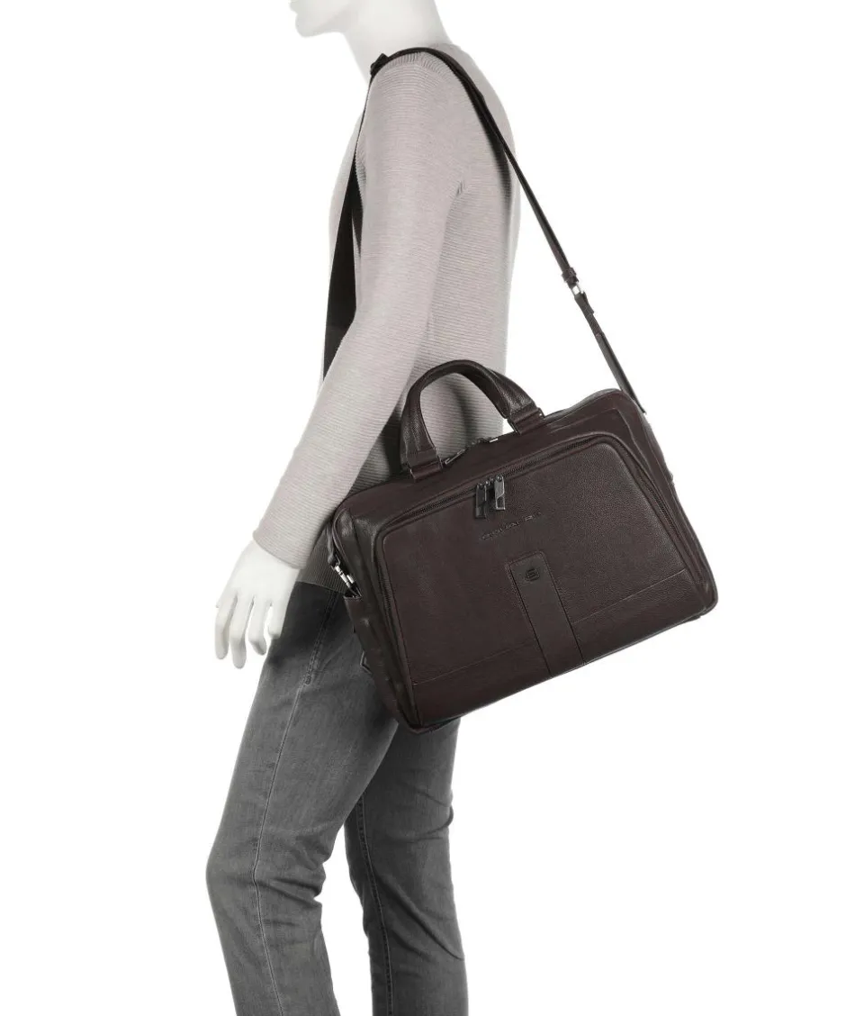 Piquadro Business- & Laptop Bags-Carl 13 Briefcase 14″ grained cow leather