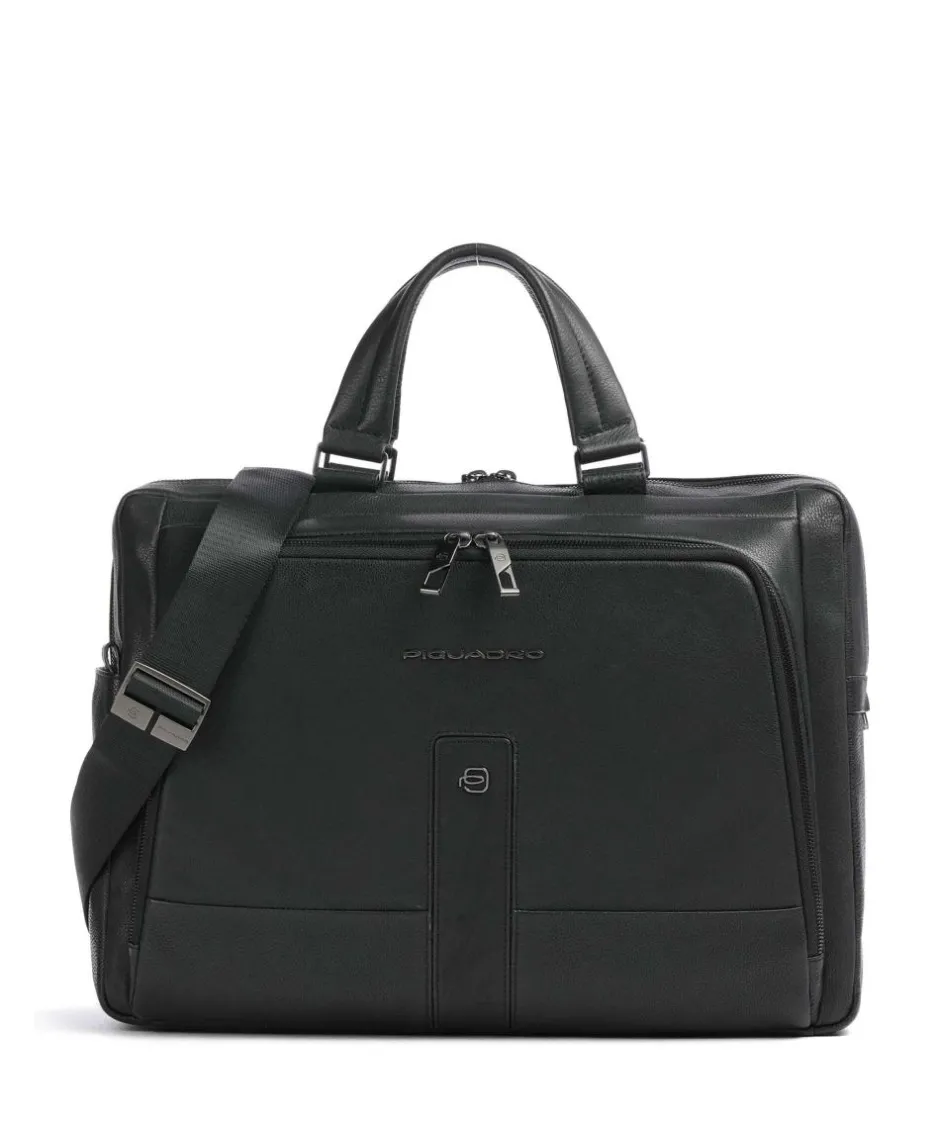 Piquadro Business- & Laptop Bags-Carl 13 Briefcase 14″ grained cow leather