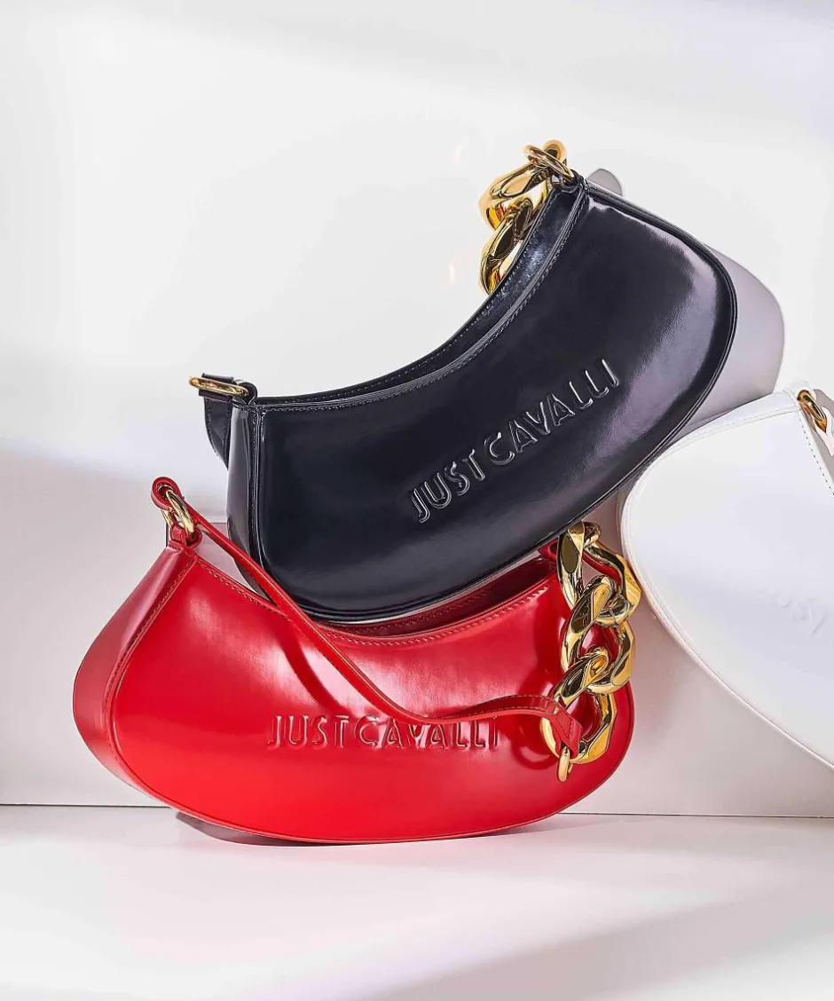 Just Cavalli Shoulder Bags-Chain Foulard Shoulder bag polyurethane, polyester