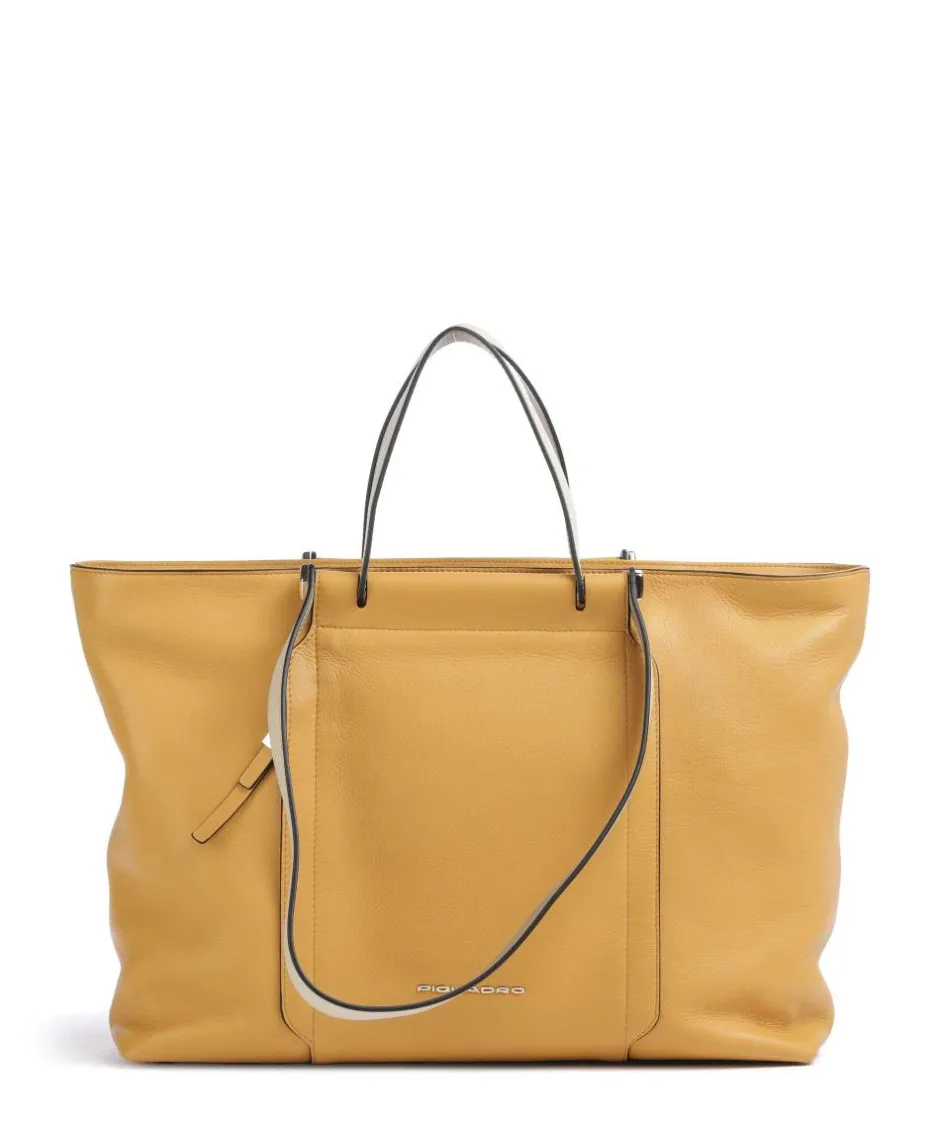 Piquadro Tote Bags|Handbags-Circle Tote bag 15″ fine grain cow leather