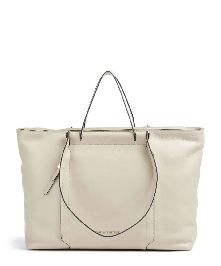 Piquadro Tote Bags|Handbags-Circle Tote bag 15″ fine grain cow leather