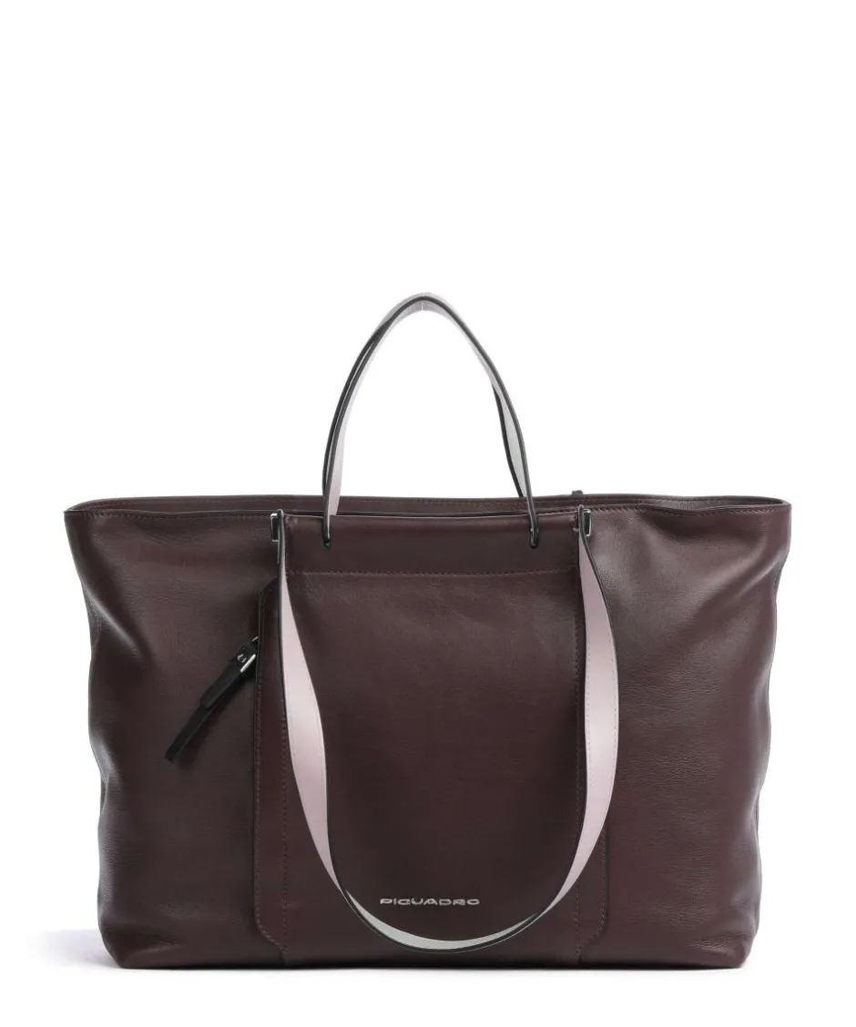 Piquadro Tote Bags|Handbags-Circle Tote bag 15″ fine grain cow leather
