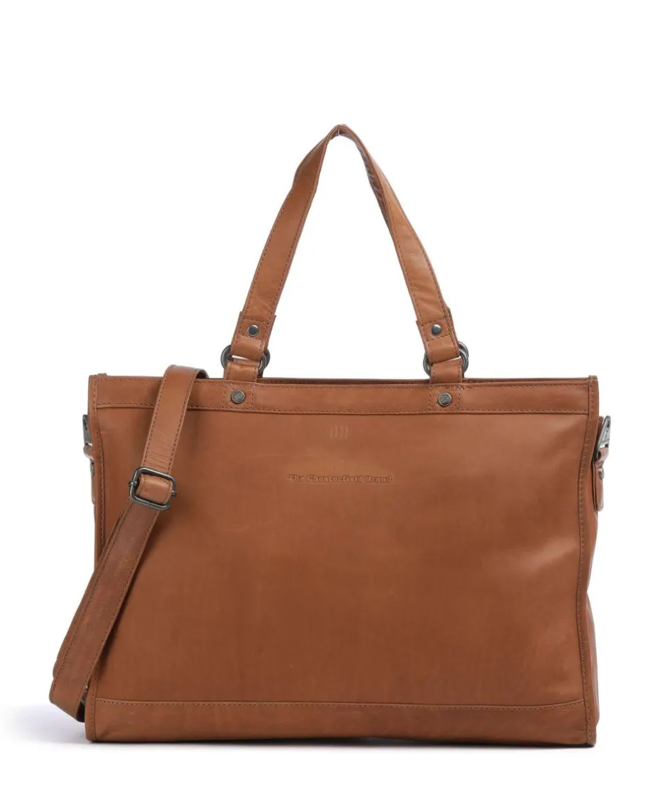 The Chesterfield Brand Tote Bags-Cow Wax Pull Up Manly Tote bag 15″ cow leather