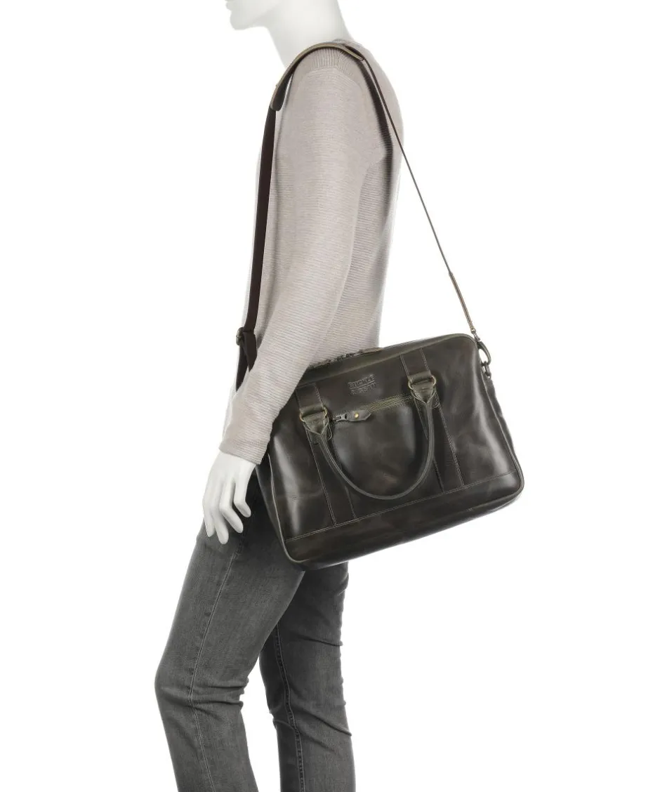Buckle & Seam Business- & Laptop Bags-Crazy Horse Everett Briefcase 16″ fine grain cow leather
