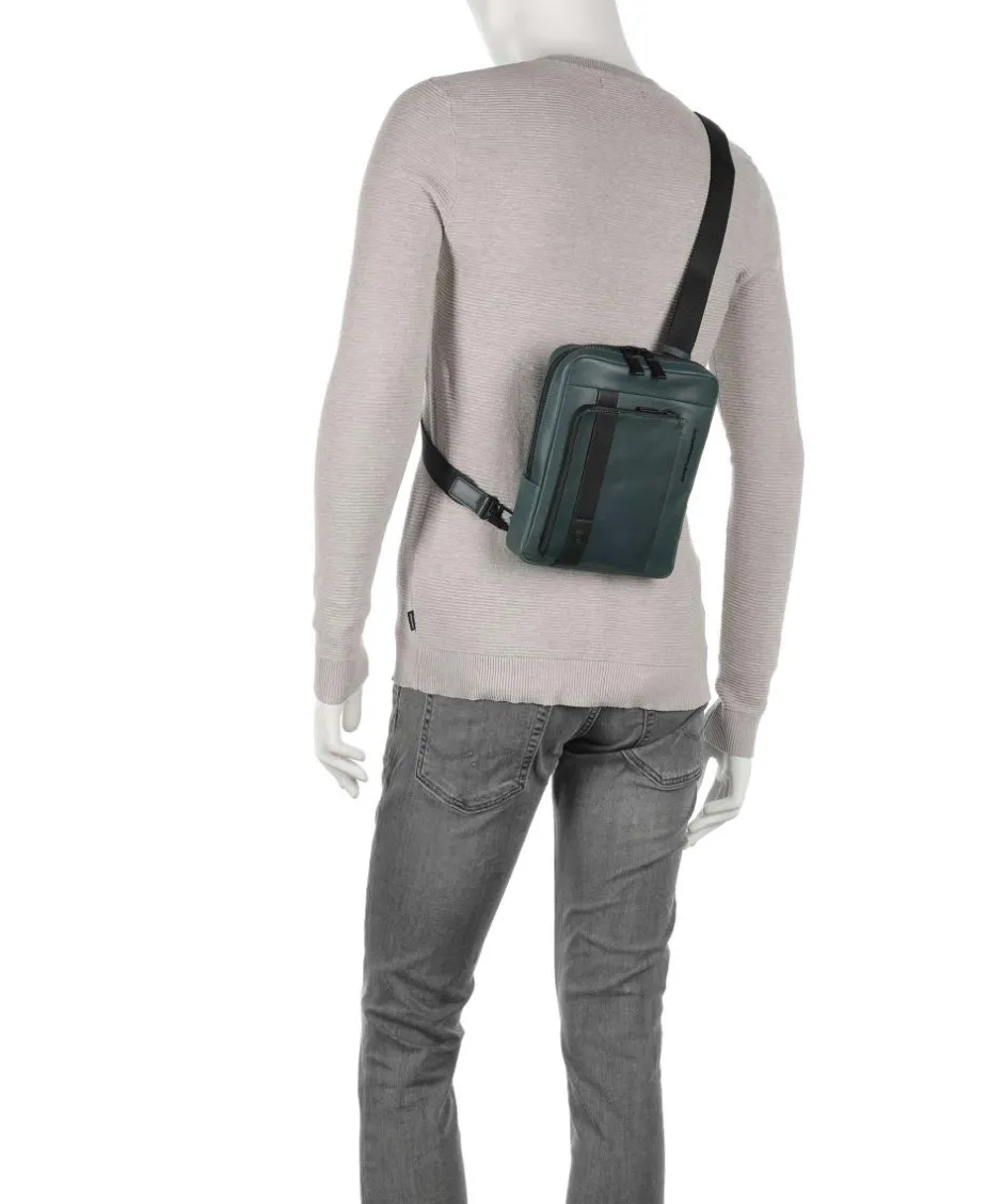 Piquadro Crossbody Bags-David Crossbody bag 10″ fine grain cow leather