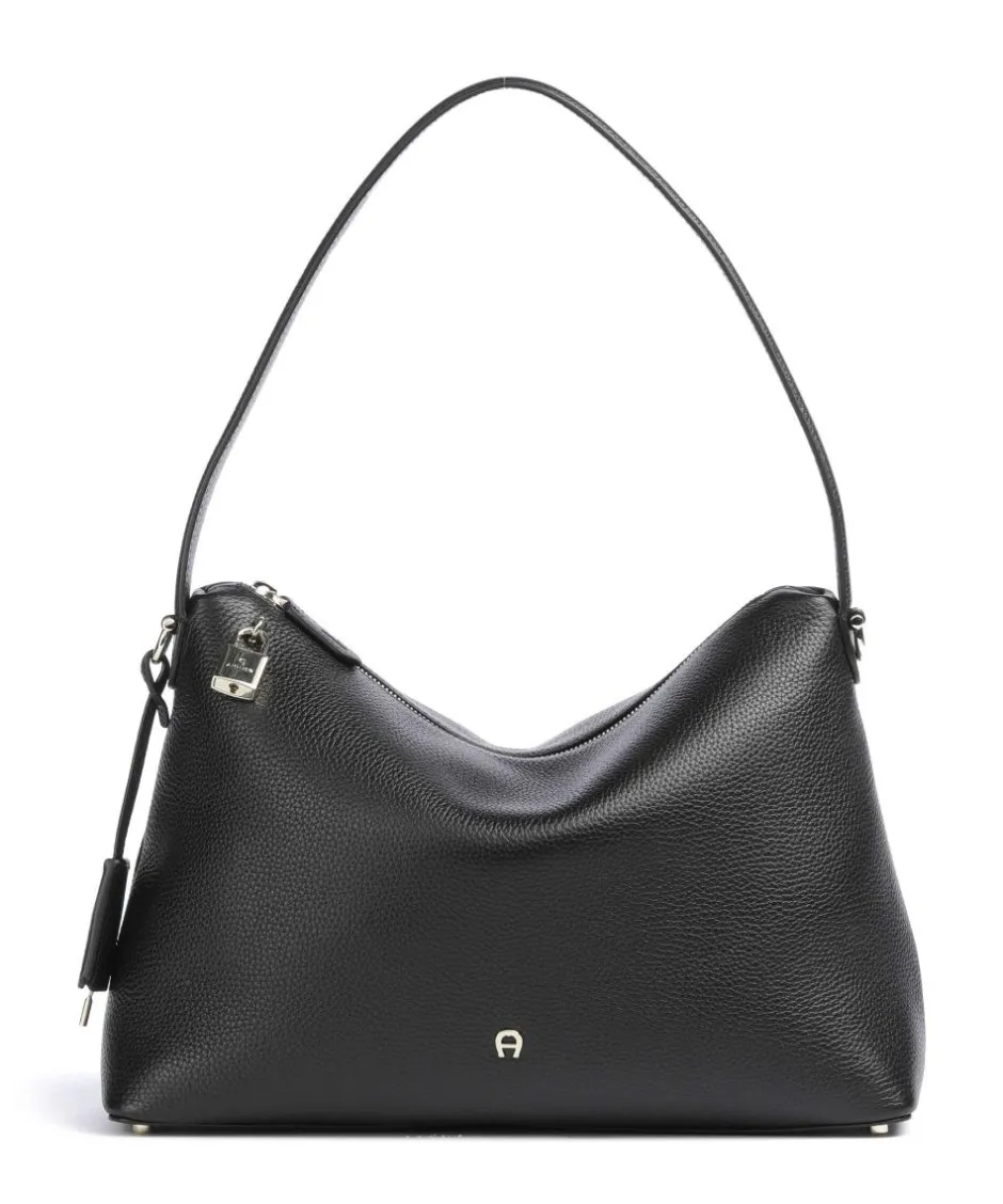 AIGNER Shoulder Bags|Hobo Bags-Delia M Hobo bag grained cow leather