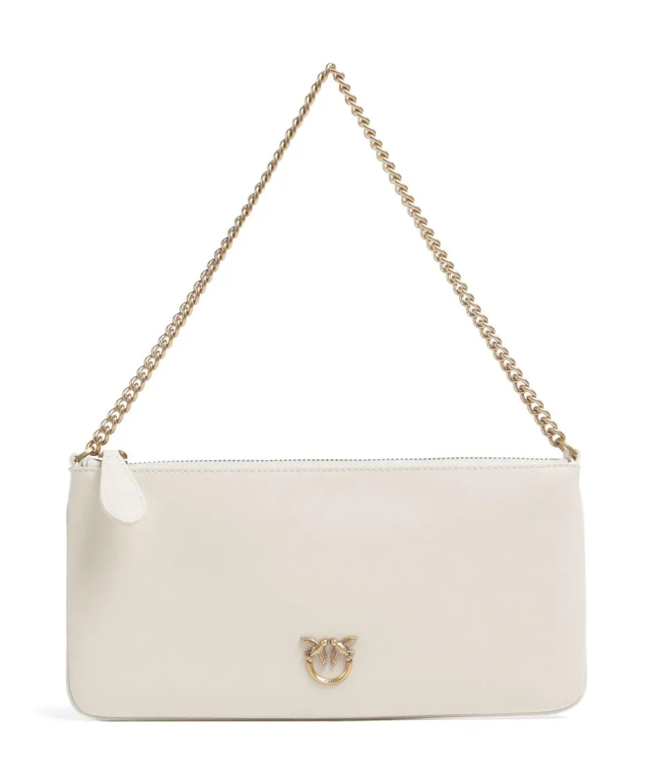 Pinko Clutch & Evening Bags|Shoulder Bags-Flat Horizontal Shoulder bag fine grain cow leather