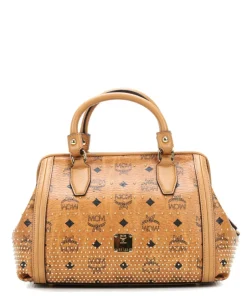 MCM Handbags|Crossbody Bags-Gold Visetos Handbag imitation leather