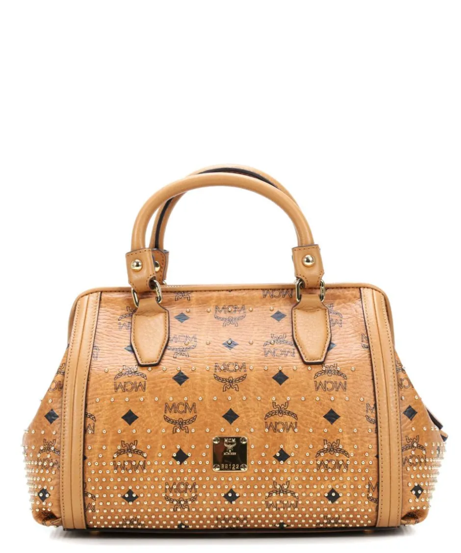 MCM Handbags|Crossbody Bags-Gold Visetos Handbag imitation leather