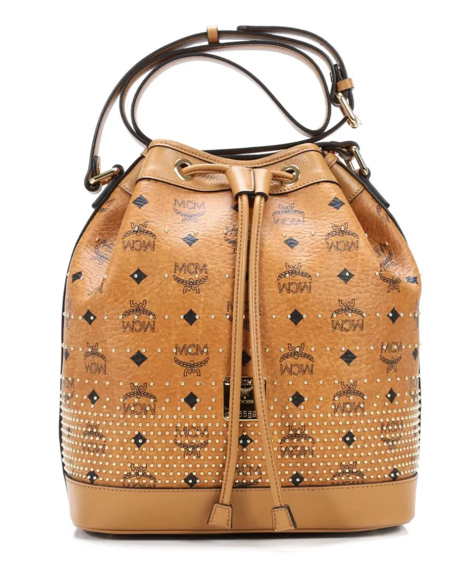 MCM Shoulder Bags|Hobo Bags-Gold Visetos Hobo bag imitation leather