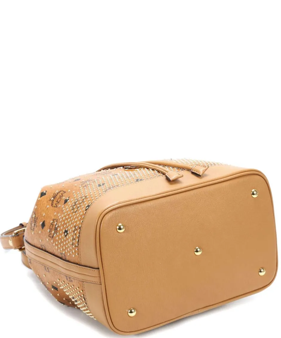 MCM Shoulder Bags|Hobo Bags-Gold Visetos Hobo bag imitation leather